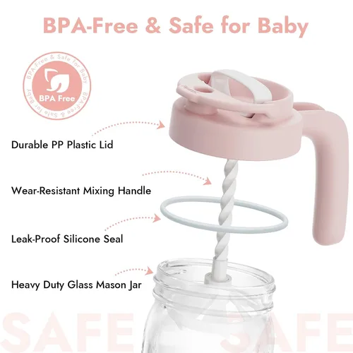 Vista 5 de Papablic Jarra mezcladora de leche materna de vidrio con esterilizador de biberón y secadora Pro
