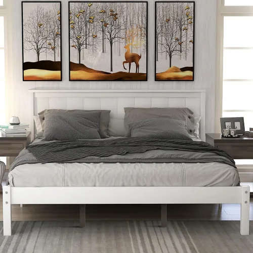 Vista 12 de Cama de plataforma con cabecero, marco de cama de plataforma de madera, soporte de listones de madera, no necesita somier, individual, espresso