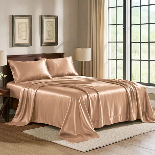Vista 31 de Pure Bedding Sábanas de satén de lujo para cama individual de hotel, juego de sábanas de microfibra extra suave de 1800, resistente a las arrugas, a