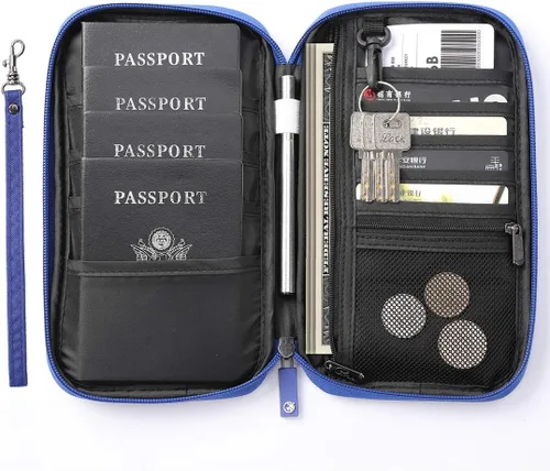 Vista 47 de VanFn Cartera RFID para pasaporte de viaje, soporte para pasaporte familiar, organizador de documentos de viaje serie P.Travel (nailon, gris)