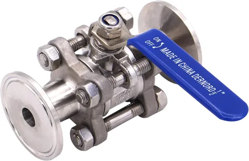 Vista 5 de DERNORD Válvula de bola sanitaria para trébol de tres abrazaderas de 1.5 pulgadas, acero inoxidable 304, revestimiento de PTFE, de dos vías y tres