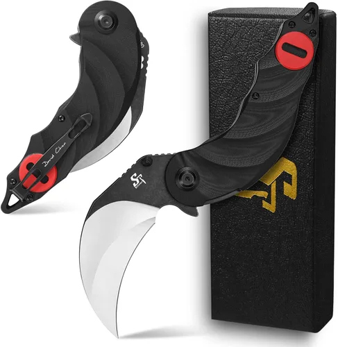 Vista 8 de Sitivien ST160 - Cuchillo plegable de bolsillo, hoja de acero K110 con mango G10, cuchillo de herramientas EDC para acampar al aire libre, Verde