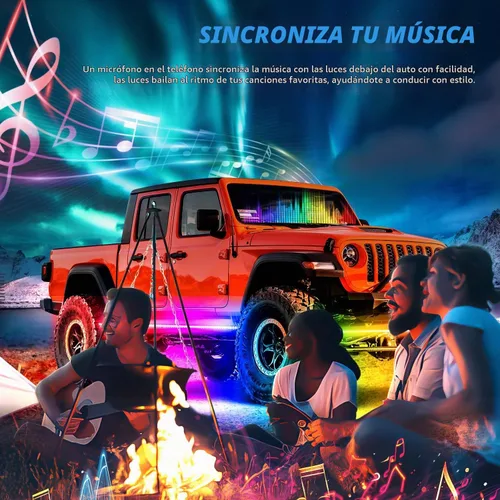Vista 8 de Nilight 4 Piezas Tiras de Luces de Acento de Neón Underglow de Aluminio 396 LEDs Color de Ensueño Asistencia de Puerta Función Activa de Sonido