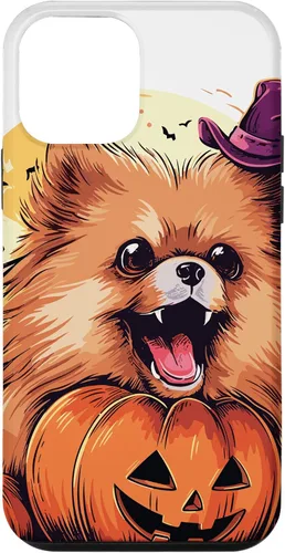 Vista 12 de iPhone 14 Disfraz de perro de Halloween diseño de funda de Pomerania aterradora
