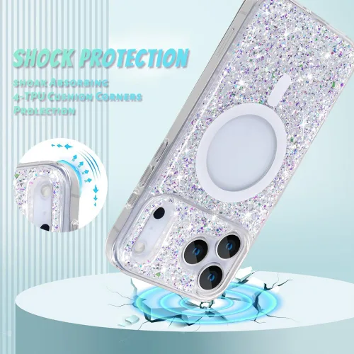 Vista 3 de Bonoma for iPhone 17 Pro Max Case 2025 Bling Crystal -Glitter Crystal Brillantina Cristal