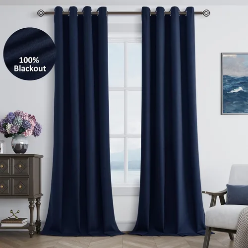Vista 40 de Beige White Linen Blackout Curtains 90 Length 2 Panels Set for Living Room Bedroom, 100% Black Out Thermal Insulated Linen Drapes, Room Darkening