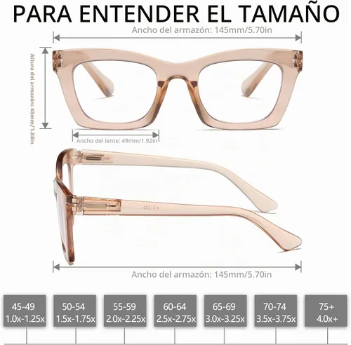 Vista 6 de Lentes de lectura elegantes para mujer con bloqueo de luz azul y bisagra de resorte