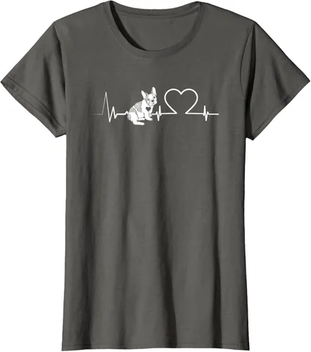 Vista 6 de Heartbeat Bulldog francés Camiseta de propietario de perros Frenchie, Negro