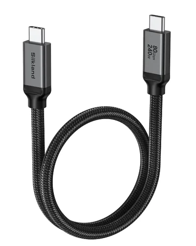 Vista 10 de Silkland Cable USB 4 de 80 Gbps para Thunderbolt 5 de 1 pie, carga PD 3.1 de 240 W, ancho de banda de hasta 120 Gbps para doble 8K, cable de datos