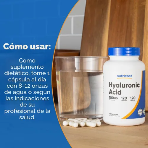 Vista 7 de Nutricost Cápsulas de ácido hialurónico de 100 mg, 120 cápsulas vegetarianas, sin gluten, sin OGM