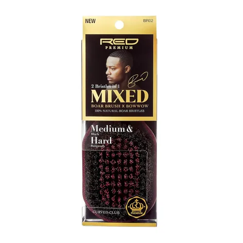 Vista 4 de Rojo Premium 2 cerdas en 1 cuerpo mixto Club Boar Brush X BowWow (medio y duro)