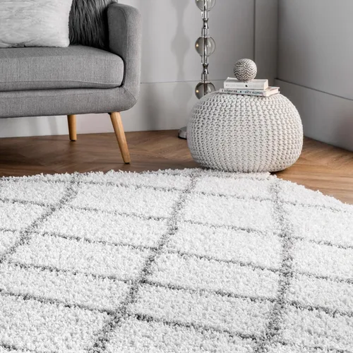 Vista 8 de Alfombra de interior nuLOOM Hunter, Polipropileno, Blanco Marroquí