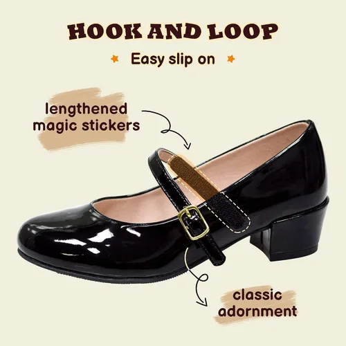 Vista 4 de Zapatos de vestir para niñas, zapatos de vestir Mary Jane para niñas, zapatos de princesa para boda, fiesta, niña, zapatos escolares de tacón bajo