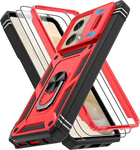 Vista 110 de Gritup Funda para Google Pixel 6 con cubierta deslizante para cámara y protector de pantalla (2 unidades), soporte de anillo giratorio 360°, funda