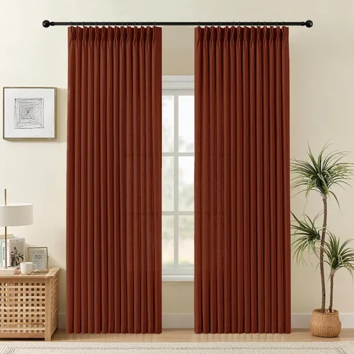 Vista 34 de Cortinas plisadas de lino semitransparentes de 96 pulgadas, filtrado de luz Natural