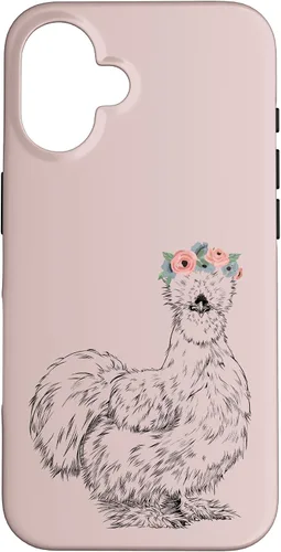Vista 32 de Silkie Chicken with Floral Headband Farm Animal Funda para iPhone 17