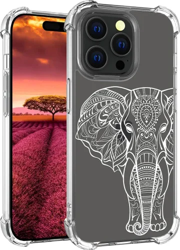 Vista 97 de Funda compatible con iPhone 15, bonita funda transparente para mujer, funda de silicona transparente para teléfono, color negro, tigre poderoso