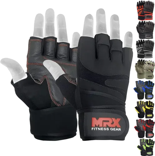 Vista 24 de MRX - Guantes de levantamiento de pesas para hombres, guantes de entrenamiento para hombre, guantes de levantamiento de muñeca, guantes de gimnasio