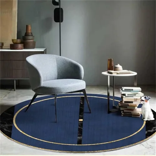 Vista 14 de Tapete redondo de mármol verde esmeralda, lavable, pequeño círculo, para dormitorio, sala de estar, alfombra moderna abstracta circular, 2 pies