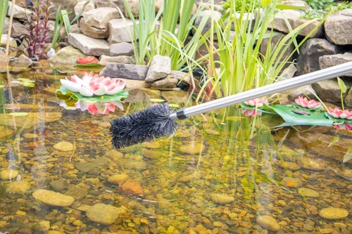 Vista 6 de PondH2o Water Garden Koi Fish Pond Brush con mango telescópico