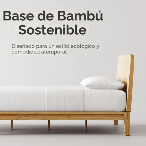 Vista 4 de Marco de Cama de Plataforma de Bambú Nectar - Individual - Natural - Patas de Soporte Central Flotantes - 12” de Altura - Fácil Montaje sin