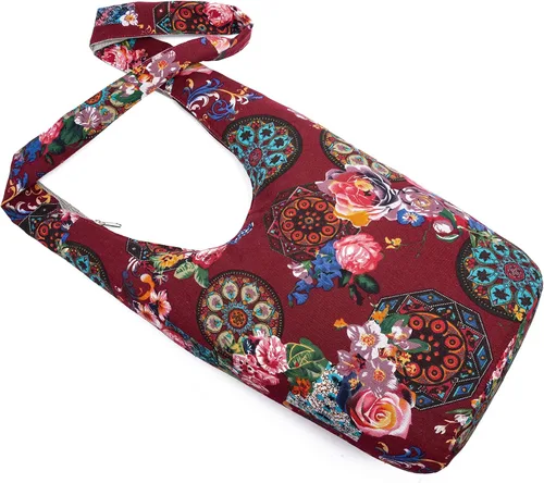 Vista 186 de Bolsa de hombro para mujer, de lona en estilo hippie/bohemio para llevar cruzada al hombro, disponible en diferentes colores y estampados
