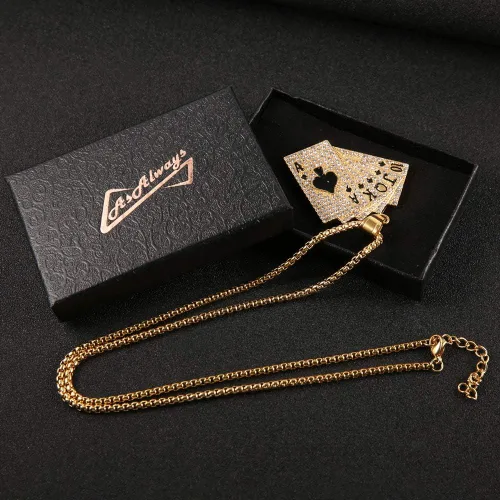 Vista 6 de AsAlways Hip Hop Rock Playing Card Poker CZ Pendant Good Luck Royal Flush Ace of Spade Stainless Steel Necklace