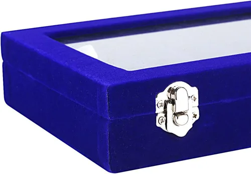 Vista 6 de MeJell - Joyero de terciopelo con 24 ranuras para anillos, aretes, bandeja de almacenamiento