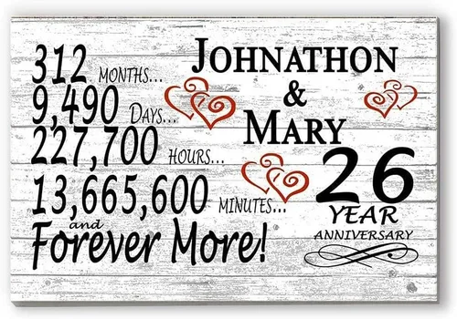 Vista 25 de Letrero personalizado de aniversario de 1 año, regalo de primer aniversario de boda, regalo para días de pareja, minutos, años, madera maciza, 16.5