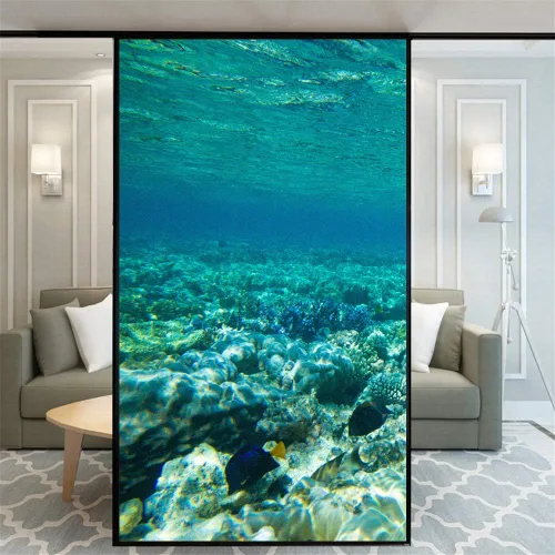 Vista 3 de Película de privacidad para ventana, sin pegamento, autoadhesiva, adherencia estática, película de vinilo para vidrio, calcomanía decorativa