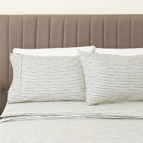 Vista 10 de Juego de sábanas de microfibra con rayas de 3 piezas tamaño individual - Sábanas y fundas de almohada de ropa de cama ultra suaves y cepilladas