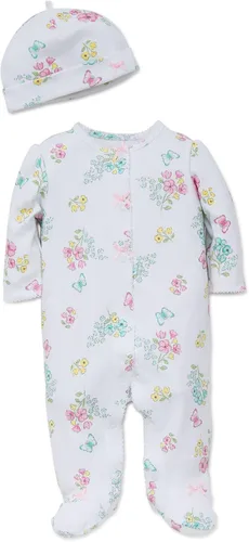 Vista 17 de Little Me Baby Girls 100% Cotton Footie and Cap Set, Preemie to 12 Months Conejitos para bebés