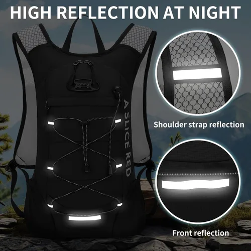 Vista 3 de Mochila de hidratación, mochila de agua para correr con vejiga de 2 L, mochila de agua hidráulica para hombres y mujeres, ciclismo, senderismo, rave
