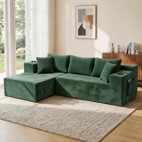 Vista 11 de Bashaw Sofá modular de 108 pulgadas con diván, sofá sin hueso en forma de L, asiento profundo, tapizado, sin hueso, para sala de estar