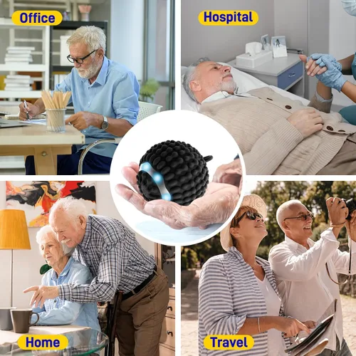Vista 6 de Pelota de terapia de vibración física para reducir los temblores en las manos (Parkinson) y alivio del estrés, bola de masaje vibratoria recargable