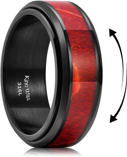 Vista 20 de King Will Anillo giratorio de acero inoxidable 316L para hombres y mujeres, anillo antiestrés de 0.315 pulgadas de ancho con patrón de dragón/nudo