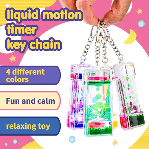 Vista 3 de Llavero con temporizador de movimiento líquido, juguete sensorial burbujeador para aliviar el estrés, juguete de escritorio de burbujas de agua