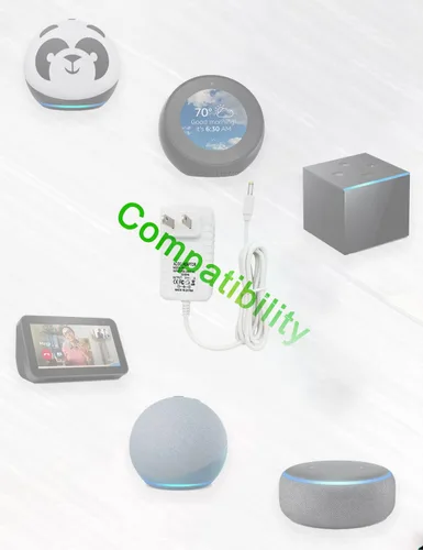 Vista 3 de Cable de alimentación blanco de repuesto para Alexa Dot 3ª generación, Dot 4ª generación, Dot 5ª generación 2022, cargador adaptador de corriente