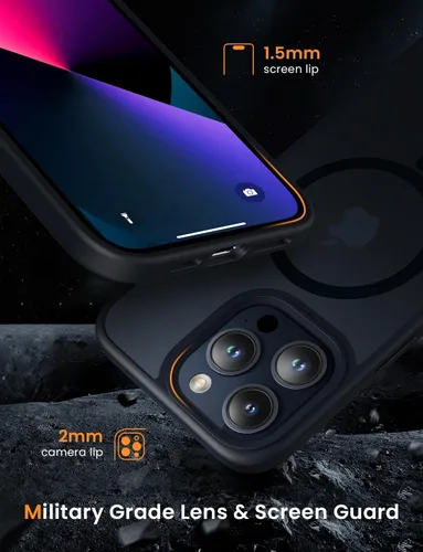 Vista 4 de Mgnaooi Funda magnética para iPhone 12 y iPhone 12 Pro [probada contra caídas de grado militar y compatible con MagSafe], parte trasera translúcida