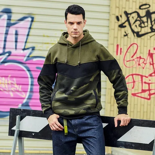 Vista 2 de LBL - Sudaderas con capucha para hombre, de mezcla suave, con forro polar, con bolsillo tipo canguro