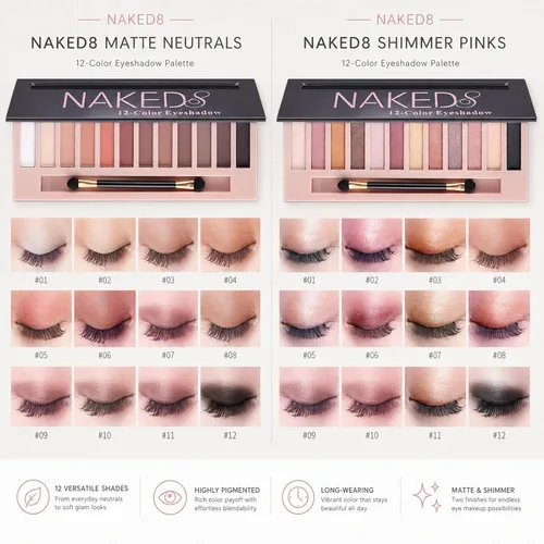 Vista 3 de Paquete de 2 paletas de sombra de ojos de 12 colores, maquillaje de sombra