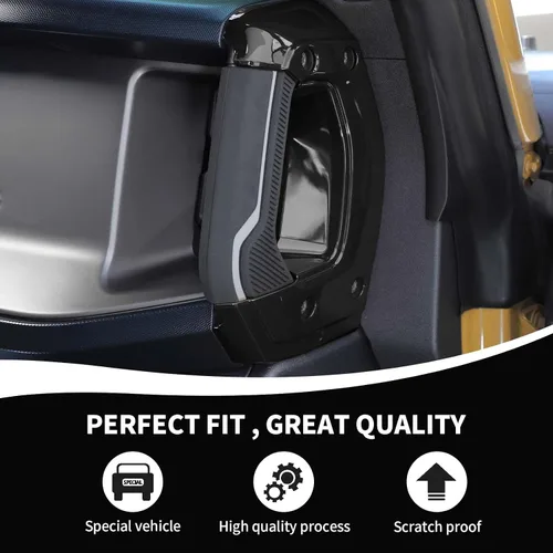 Vista 4 de RAZPOY Cubierta para manija lateral de consola central compatible con accesorios interiores Ford Bronco 2021-2024, color negro