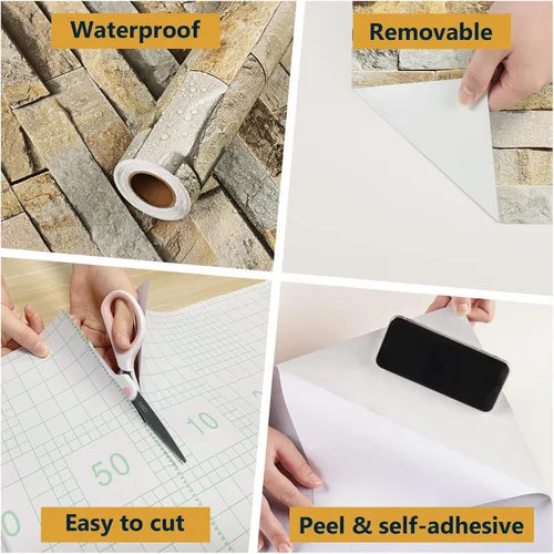 Vista 7 de Papel tapiz de ladrillo 3D autoadhesivo para encimeras, paredes, mesas, papel tapiz de piedra para dormitorio, sala de estar, papel de pared