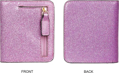 Vista 5 de Gostwo - Cartera compacta de piel genuina de lujo para mujer con bloqueo de RFID y ventana de identificación
