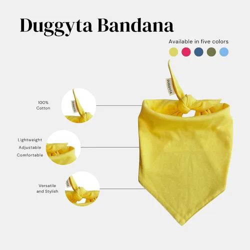 Vista 4 de Pañuelo para perro amarillo sólido de alta calidad, bufanda triangular ajustable de algodón suave de lujo para perros grandes, cómodo, elegante