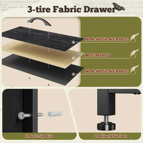 Vista 8 de Cómoda de 55 pulgadas de ancho para dormitorio con 9 cajones LED, tomas de corriente para TV de 65 pulgadas