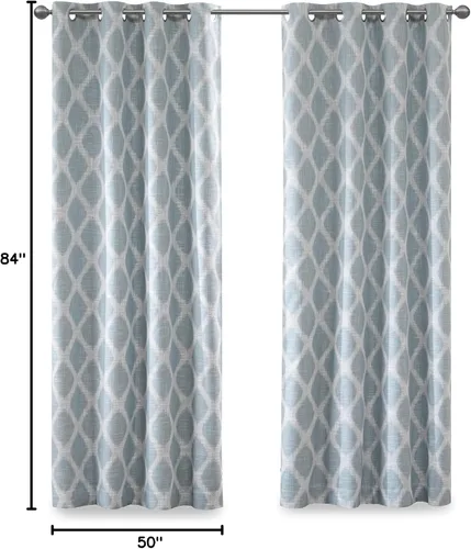 Vista 13 de Sun Smart Blakesly Cortinas opacas para ventana de patio, estampado Ikat, decoración de sala de estar, decoración de sala de estar, cortina