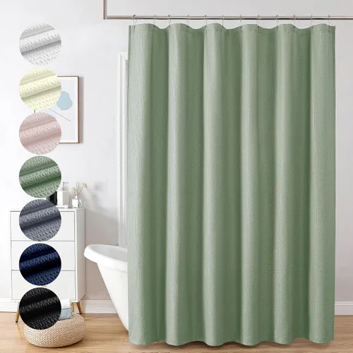 Vista 50 de OVZME Cortina de ducha de tela Berry Stall de 36 x 72 pulgadas, suave y gofre, pequeña cortina de ducha negra para baño con textura para un