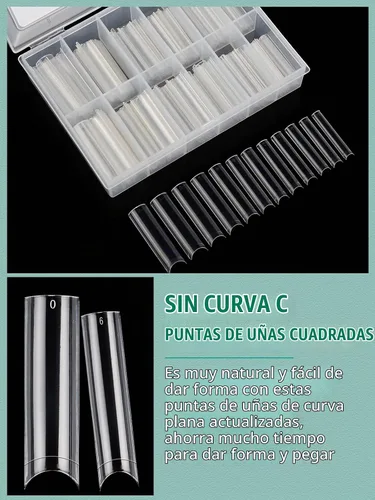 Vista 3 de LIONVISON Puntas de uñas cuadradas XL: 480 puntas de uñas extra largas sin