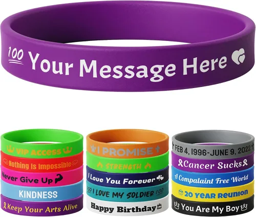 Vista 40 de 10-2000 piezas de pulseras de goma personalizadas con texto - Pulseras de silicona personalizadas a granel para conciencia, eventos, apoyo, regalos